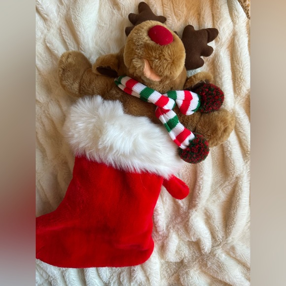 Vintage Rudolph Rudy Wishmas Christmas Stocking Reindeer Commonwealth Plush 1989 - Picture 4 of 7